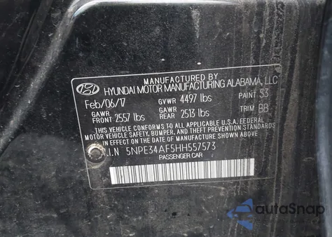 2017 Hyundai Sonata Sport из США, поврежденный, VIN 5NPE34AF5HH557573